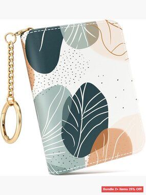 Leather RFID Credit Card Holder Wallet with Zipper Keychain 12 Slots